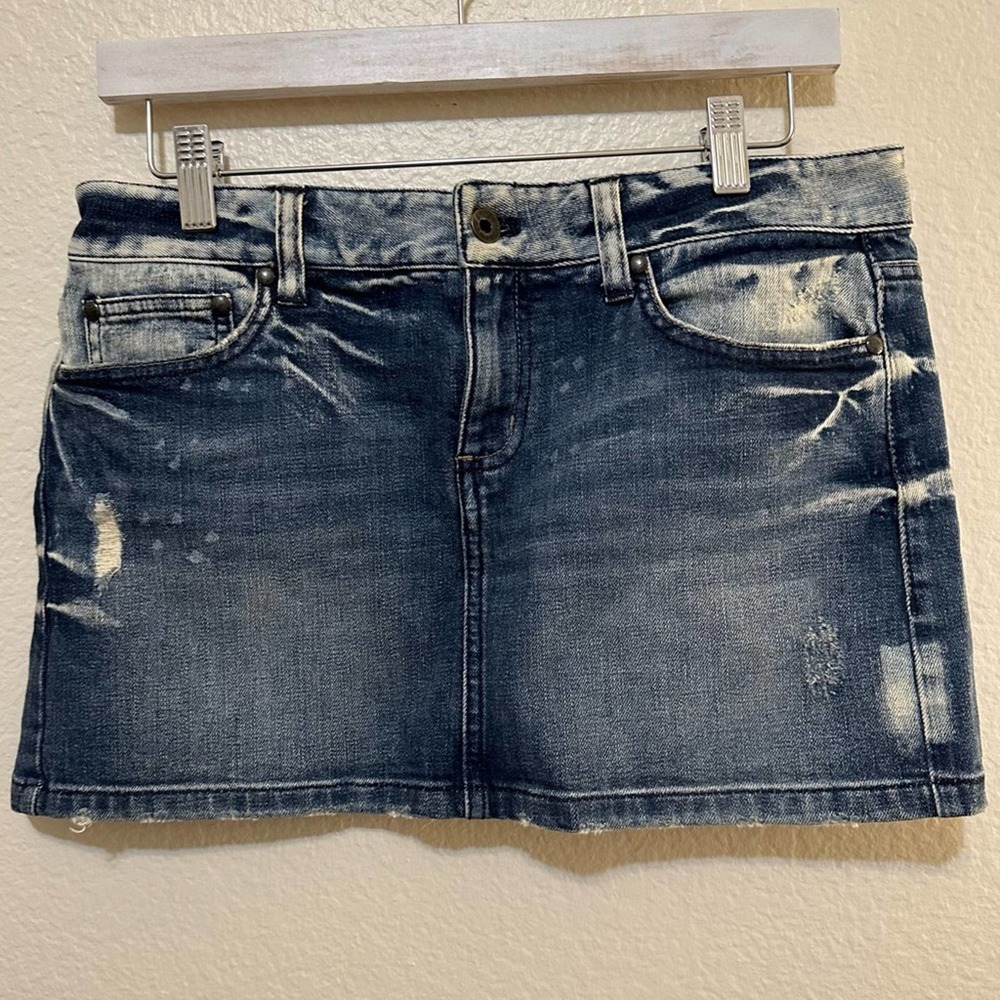 Juicy Couture Vintage Y2K Distressed Denim Jean Mini Skirt 28/6